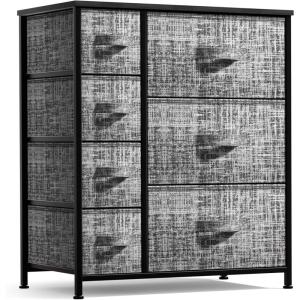 imageSorbus Dresser with 7 Drawers  Chest Organizer Tower Unit with Steel Frame Wood Top Easy Pull Fabric Bins  Storage Furniture for Bedroom Hallway Closet ampamp Office OrganizationGrayBlack