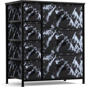 imageSorbus Dresser with 7 Drawers  Chest Organizer Tower Unit with Steel Frame Wood Top Easy Pull Fabric Bins  Storage Furniture for Bedroom Hallway Closet ampamp Office OrganizationMarble BlackBlack Frame