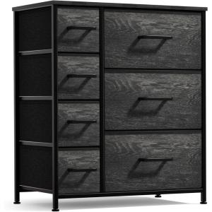 imageSorbus Dresser with 7 Drawers  Chest Organizer Tower Unit with Steel Frame Wood Top Easy Pull Fabric Bins  Storage Furniture for Bedroom Hallway Closet ampamp Office OrganizationGray Wood
