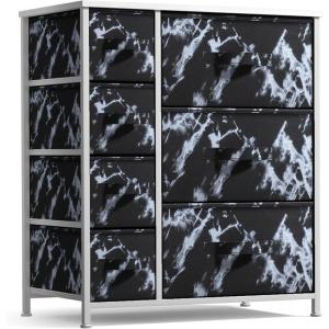 imageSorbus Dresser with 7 Drawers  Chest Organizer Tower Unit with Steel Frame Wood Top Easy Pull Fabric Bins  Storage Furniture for Bedroom Hallway Closet ampamp Office OrganizationMarble BlackWhite Frame