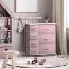 imageSorbus Dresser with 7 Drawers  Furniture Storage Chest for Kids Teens Bedroom Nursery Playroom Clothes Toys  Steel Frame Wood Top Tiedye Fabric Bins 7Drawer Pastel AquaPastel Pink