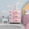 imageSorbus Dresser with 7 Drawers  Furniture Storage Chest for Kids Teens Bedroom Nursery Playroom Clothes Toys  Steel Frame Wood Top Tiedye Fabric Bins 7Drawer Pastel AquaPastel Pink