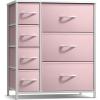 imageSorbus Dresser with 7 Drawers  Furniture Storage Chest for Kids Teens Bedroom Nursery Playroom Clothes Toys  Steel Frame Wood Top Tiedye Fabric Bins 7Drawer Pastel AquaPastel Pink