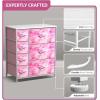 imageSorbus Dresser with 7 Drawers  Furniture Storage Chest for Kids Teens Bedroom Nursery Playroom Clothes Toys  Steel Frame Wood Top Tiedye Fabric Bins 7Drawer Pastel AquaPink