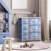 imageSorbus Dresser with 7 Drawers  Furniture Storage Chest for Kids Teens Bedroom Nursery Playroom Clothes Toys  Steel Frame Wood Top Tiedye Fabric Bins 7Drawer Pastel AquaPastel Tiedye