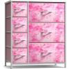 imageSorbus Dresser with 7 Drawers  Furniture Storage Chest for Kids Teens Bedroom Nursery Playroom Clothes Toys  Steel Frame Wood Top Tiedye Fabric Bins 7Drawer Pastel AquaPink