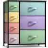 imageSorbus Dresser with 7 Drawers  Furniture Storage Chest for Kids Teens Bedroom Nursery Playroom Clothes Toys  Steel Frame Wood Top Tiedye Fabric Bins 7Drawer Pastel AquaPastelBlack