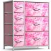 imageSorbus Dresser with 7 Drawers  Furniture Storage Chest for Kids Teens Bedroom Nursery Playroom Clothes Toys  Steel Frame Wood Top Tiedye Fabric Bins 7Drawer Pastel AquaPink