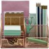imageSorbus Desk Organizer Great for Office Supplies Organization Decor AllinOne Stylish Mesh Desktop Caddy Includes PenPencil Holder Mail Organizer and Sliding Drawer WhiteAllinOne Caddy  CopperRose Gold