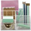 imageSorbus Desk Organizer Great for Office Supplies Organization Decor AllinOne Stylish Mesh Desktop Caddy Includes PenPencil Holder Mail Organizer and Sliding Drawer WhiteAllinOne Caddy  White