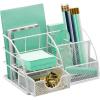 imageSorbus Desk Organizer Great for Office Supplies Organization Decor AllinOne Stylish Mesh Desktop Caddy Includes PenPencil Holder Mail Organizer and Sliding Drawer WhiteAllinOne Caddy  White