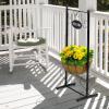 imageSorbus Welcome Planter Basket Stand with Coco Liner Stylish Flower Plant and Outdoor Dcor for Home Garden Patio Deck Black Metal