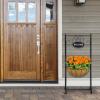 imageSorbus Welcome Planter Basket Stand with Coco Liner Stylish Flower Plant and Outdoor Dcor for Home Garden Patio Deck Black Metal