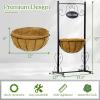 imageSorbus Welcome Planter Basket Stand with Coco Liner Stylish Flower Plant and Outdoor Dcor for Home Garden Patio Deck Black Metal