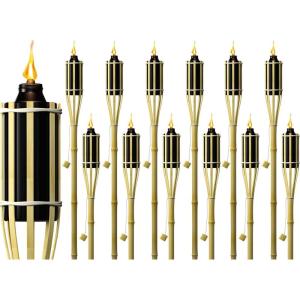 imageMatney Bamboo Torches for Outside  4 Feet Tall  12 Pack Decorative Garden ampamp Backyard Lights  Torches Outdoor  Oil Lamp for Citronella  Flame Lasts Over 8 Hours