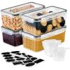 imageSorbus Food Storage Containers  Pack of 4  Air Tight FourWay Snap Lids Keeps Food Fresh  Store Cereal Pasta Flour Nuts Candy  Durable Plastic Kitchen Pantry Bins4 Pack