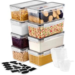 imageSorbus Food Storage Containers  Pack of 4  Air Tight FourWay Snap Lids Keeps Food Fresh  Store Cereal Pasta Flour Nuts Candy  Durable Plastic Kitchen Pantry Bins8 Pack