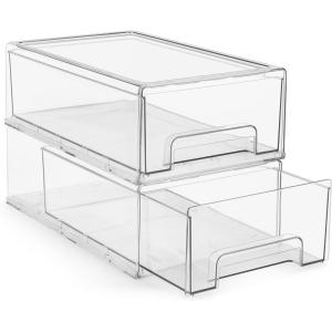 imageSorbus Large Clear Stackable Storage Drawers Plastic Storage Drawers with Handles Craft Storage Drawers Clothes Medicine Makeup Closet Art Supply Bathroom Shoe Toy Storage Organizer 3 PackMedium 2 Pack