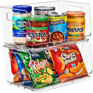 imageSorbus Stackable Storage Bins Open Front  Clear Stackable Storage Bins  Pantry Bins for Storage and Organization  Acrylic Stackable Bins for Kitchen  Clear Pantry Organizer Bins Large 2 PackSmall