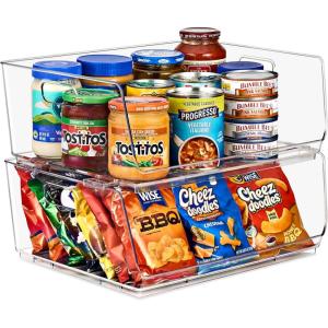 imageSorbus Stackable Storage Bins Open Front  Clear Stackable Storage Bins  Pantry Bins for Storage and Organization  Acrylic Stackable Bins for Kitchen  Clear Pantry Organizer Bins Large 2 PackLarge
