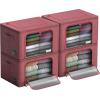 imageSorbus Storage Bins with Metal Frame  Stackable ampamp Foldable Clothes Organizer Bags  Oxford Fabric Storage Containers with Large Clear Window ampamp Carry Handles Organization for Bedding Linen ampamp ClothingPink
