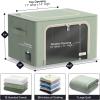 imageSorbus Storage Bins with Metal Frame  Stackable ampamp Foldable Clothes Organizer Bags  Oxford Fabric Storage Containers with Large Clear Window ampamp Carry Handles Organization for Bedding Linen ampamp ClothingTeal