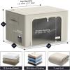imageSorbus Storage Bins with Metal Frame  Stackable ampamp Foldable Clothes Organizer Bags  Oxford Fabric Storage Containers with Large Clear Window ampamp Carry Handles Organization for Bedding Linen ampamp ClothingBeige