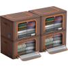 imageSorbus Storage Bins with Metal Frame  Stackable ampamp Foldable Clothes Organizer Bags  Oxford Fabric Storage Containers with Large Clear Window ampamp Carry Handles Organization for Bedding Linen ampamp ClothingBrown
