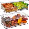 imageSorbus 3 Pack Clear Plastic Storage Bins with Lids  Stackable Refrigerator Organizer  Pantry Organizer  Fridge Organization  Cabinet Organizers Containers Storage box for Kitchen Sizes LMSMedium  Small