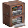 imageSorbus Storage Bins with Metal Frame  Stackable ampamp Foldable Clothes Organizer Bags  Oxford Fabric Storage Containers with Large Clear Window ampamp Carry Handles Organization for Bedding Linen ampamp ClothingBrown