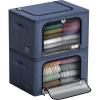 imageSorbus Storage Bins with Metal Frame  Stackable ampamp Foldable Clothes Organizer Bags  Oxford Fabric Storage Containers with Large Clear Window ampamp Carry Handles Organization for Bedding Linen ampamp ClothingBlue