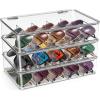 imageSorbus Sunglasses Organizer  Plastic Stackable Eyeglass Case Storage Organizer for Multiple Glasses  Reading Glasses3 Pack
