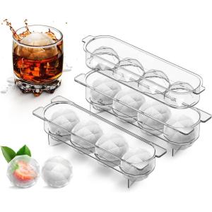 imageSorbus Ice Ball Mold Maker  Round Ice Cube Tray for Whiskey ampamp Bourbon  3D Geometric Design  Sphere Shape Iceball Shaper for Freezer  Great for Cocktails ampamp Drinks 2 PackMedium