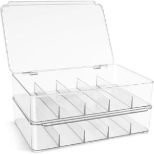 imageSorbus Plastic Stackable Organizers for Bathroom Shelves or Cabinets Drawer Under Sink  5 Sections Storage Bins with Hinged Lid for Sorting Legos Jewelry Small Toys Markers Action Figures2 Pack