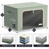 imageSorbus Jumbo Storage Bins with Metal Frame  Oxford Fabric Storage Containers with Large Clear Window ampamp Carry Handles  Stackable ampamp Foldable Clothes Organizer Bags for Bedding Linen Clothing ampamp MoreTeal