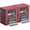 imageSorbus Jumbo Storage Bins with Metal Frame  Oxford Fabric Storage Containers with Large Clear Window ampamp Carry Handles  Stackable ampamp Foldable Clothes Organizer Bags for Bedding Linen Clothing ampamp MorePink
