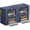 imageSorbus Jumbo Storage Bins with Metal Frame  Oxford Fabric Storage Containers with Large Clear Window ampamp Carry Handles  Stackable ampamp Foldable Clothes Organizer Bags for Bedding Linen Clothing ampamp MoreBlue