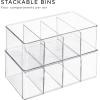 imageSorbus Storage Bins with Dividers  Clear Plastic Organizer  Store Tea Bags Spices Seasonings Drink Packets Oatmeal  Snack Storage ampamp Display Containers for Kitchen ampamp Pantry 4 Pack4 Pack