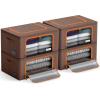 imageSorbus Storage Bins with Metal Frame  Stackable ampamp Foldable Clothes Organizer Bags  Oxford Fabric Storage Containers with Large Clear Window ampamp Carry Handles Bedroom Organization for Bedding ampamp LinenBrown