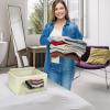 imageSorbus Storage Bins with Metal Frame  Stackable ampamp Foldable Clothes Organizer Bags  Oxford Fabric Storage Containers with Large Clear Window ampamp Carry Handles Bedroom Organization for Bedding ampamp LinenBeige
