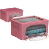 imageSorbus Storage Bins with Metal Frame  Stackable ampamp Foldable Clothes Organizer Bags  Oxford Fabric Storage Containers with Large Clear Window ampamp Carry Handles Bedroom Organization for Bedding ampamp LinenPink