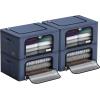 imageSorbus Storage Bins with Metal Frame  Stackable ampamp Foldable Clothes Organizer Bags  Oxford Fabric Storage Containers with Large Clear Window ampamp Carry Handles Bedroom Organization for Bedding ampamp LinenBlue