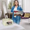 imageSorbus Storage Bins with Metal Frame  Stackable ampamp Foldable Clothes Organizer Bags  Oxford Fabric Storage Containers with Large Clear Window ampamp Carry Handles Bedroom Organization for Bedding ampamp LinenBeige