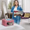 imageSorbus Storage Bins with Metal Frame  Stackable ampamp Foldable Clothes Organizer Bags  Oxford Fabric Storage Containers with Large Clear Window ampamp Carry Handles Bedroom Organization for Bedding ampamp LinenPink