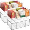 imageSorbus Storage Bins with Dividers  Clear Plastic Organizer  Store Tea Bags Spices Seasonings Drink Packets Oatmeal  Snack Storage ampamp Display Containers for Kitchen ampamp Pantry 4 Pack4 Pack