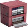 imageSorbus Storage Bins with Metal Frame  Stackable ampamp Foldable Clothes Organizer Bags  Oxford Fabric Storage Containers with Large Clear Window ampamp Carry Handles Bedroom Organization for Bedding ampamp LinenPink