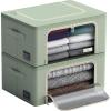 imageSorbus Storage Bins with Metal Frame  Stackable ampamp Foldable Clothes Organizer Bags  Oxford Fabric Storage Containers with Large Clear Window ampamp Carry Handles Bedroom Organization for Bedding ampamp LinenTeal