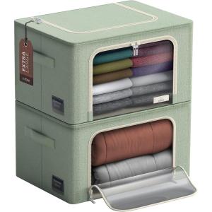 imageSorbus Jumbo Storage Bins with Metal Frame  Oxford Fabric Storage Containers with Large Clear Window ampamp Carry Handles  Stackable ampamp Foldable Clothes Organizer Bags for Bedding Linen Clothing ampamp MoreTeal