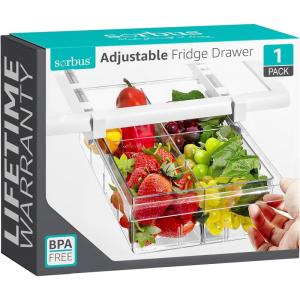 imageSorbus Pull Out Fridge Drawer Organizer for 06 Inch Thick Shelf Adjustable Plastic Bathroom Organizer 1217 Inches Refrigerator Storage Bin Kitchen ampamp Bathroom Storage 2 Pack1 Pack