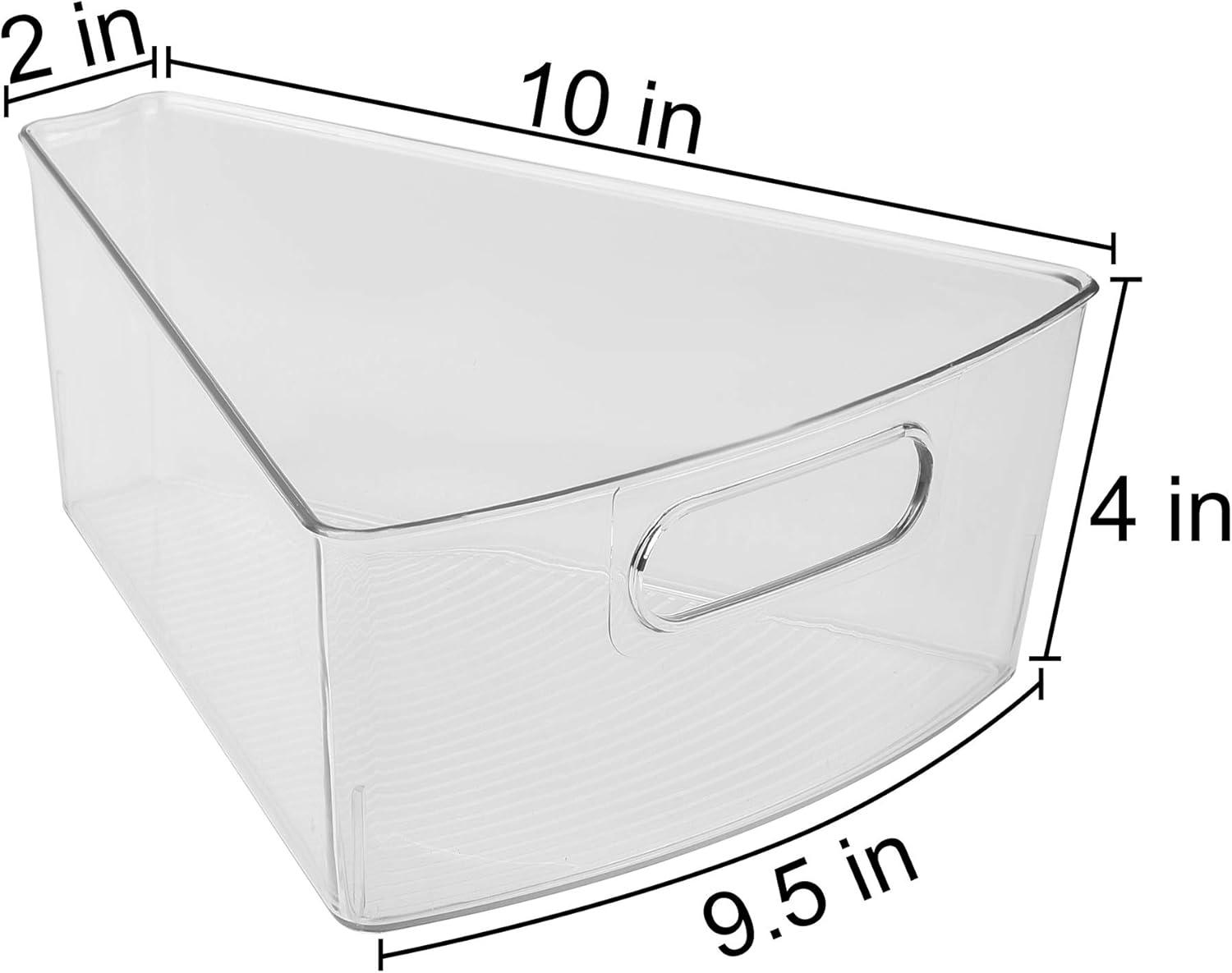 imageSorbus Wedge Storage Bin Organizer Lazy Susan organizer with Front Handle for Corner Cabinet Great Sector Shaped Container Bins for Kitchen Pantry Bathroom Clear Plastic 4Pack